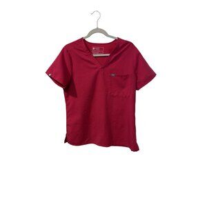 Figs Catarina One-Pocket Scrub Top Technical Collection M Bright Pink Vibrant